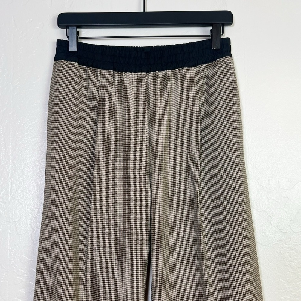 THAKOON Women’s Size 4 Brown Houndstooth Print Smocked Waist Wide Leg Trouser - Picture 4 of 12